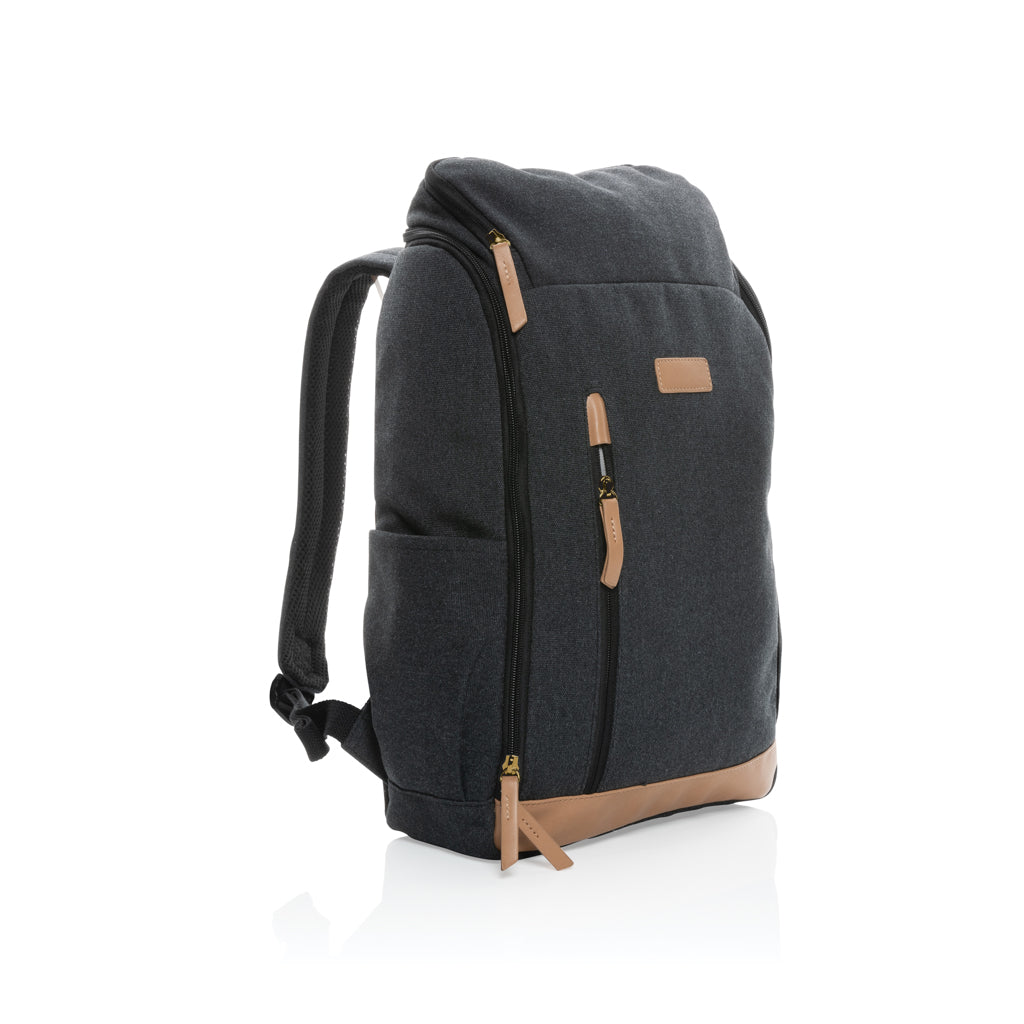 Impact AWARE™ 16 oz. recycled canvas 15' laptop backpack - Black