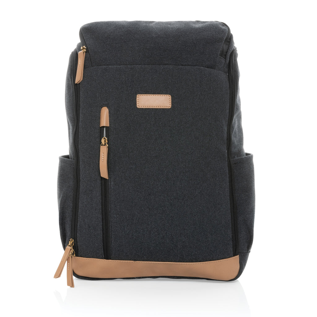 Impact AWARE™ 16 oz. recycled canvas 15' laptop backpack - Black