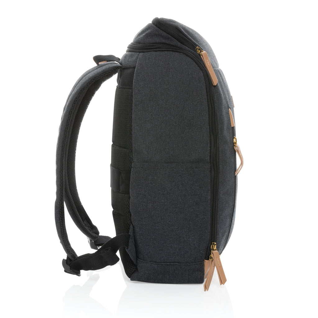 Impact AWARE™ 16 oz. recycled canvas 15' laptop backpack - Black