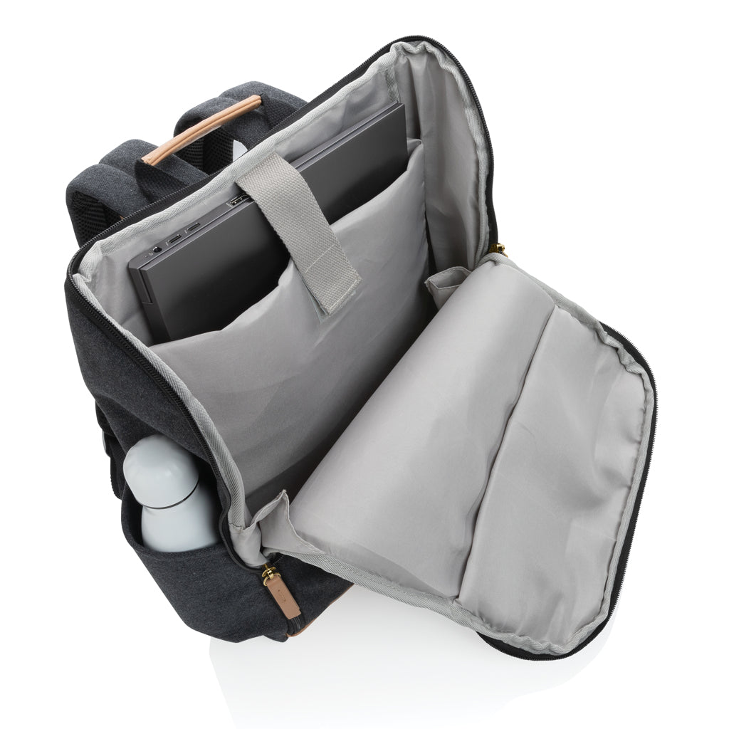 Impact AWARE™ 16 oz. recycled canvas 15' laptop backpack - Black