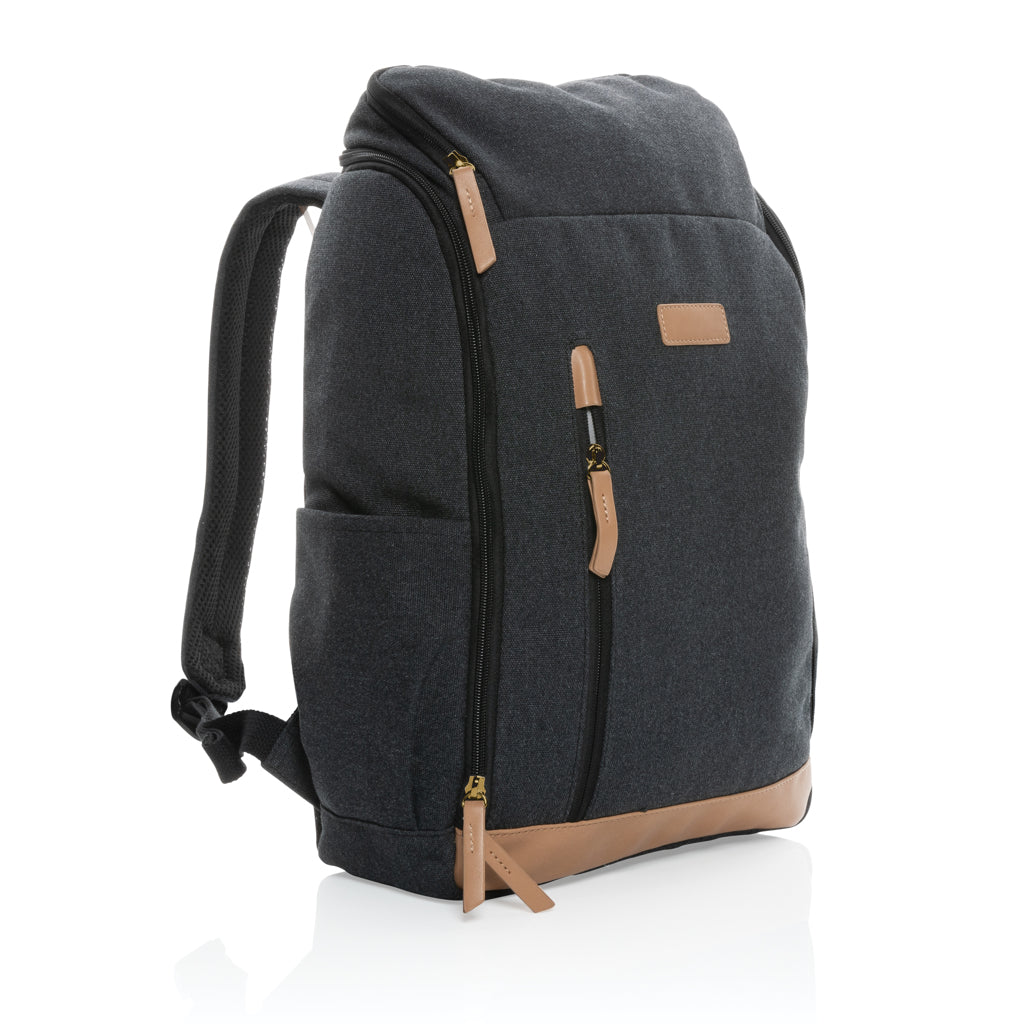 Impact AWARE™ 16 oz. recycled canvas 15' laptop backpack - Black
