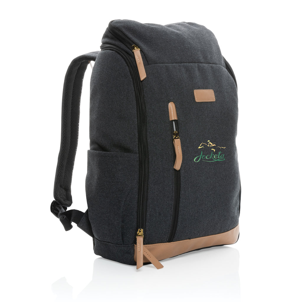 Impact AWARE™ 16 oz. recycled canvas 15' laptop backpack - Black