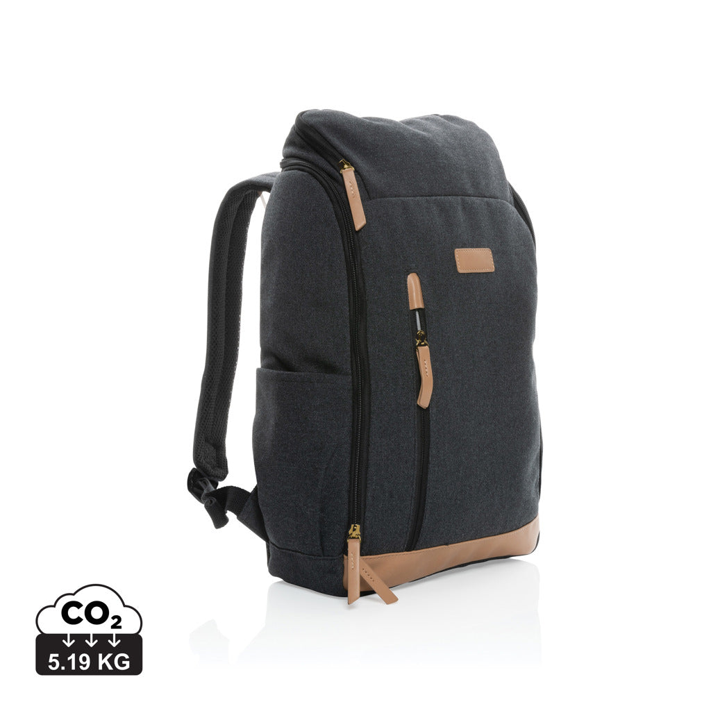 Impact AWARE™ 16 oz. recycled canvas 15' laptop backpack - Black