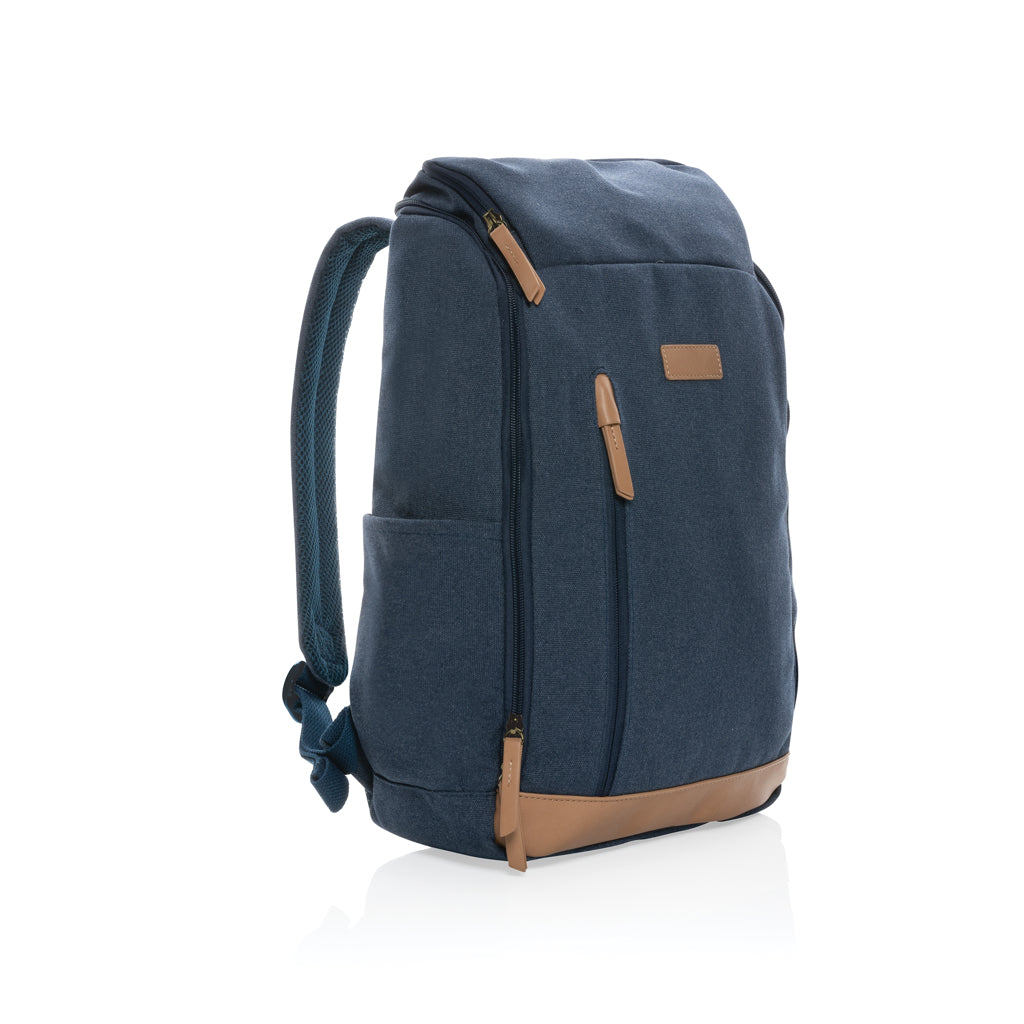 Impact AWARE™ 16 oz. recycled canvas 15' laptop backpack - Blue
