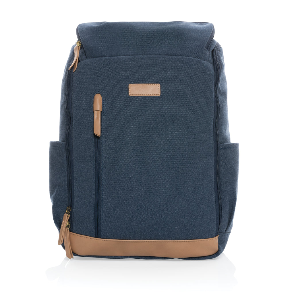 Impact AWARE™ 16 oz. recycled canvas 15' laptop backpack - Blue