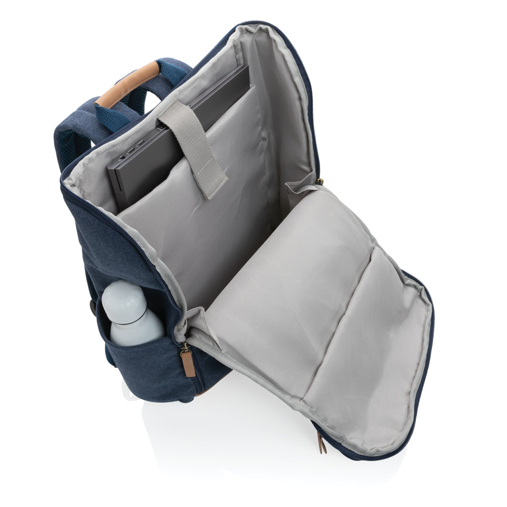 Impact AWARE™ 16 oz. recycled canvas 15' laptop backpack - Blue