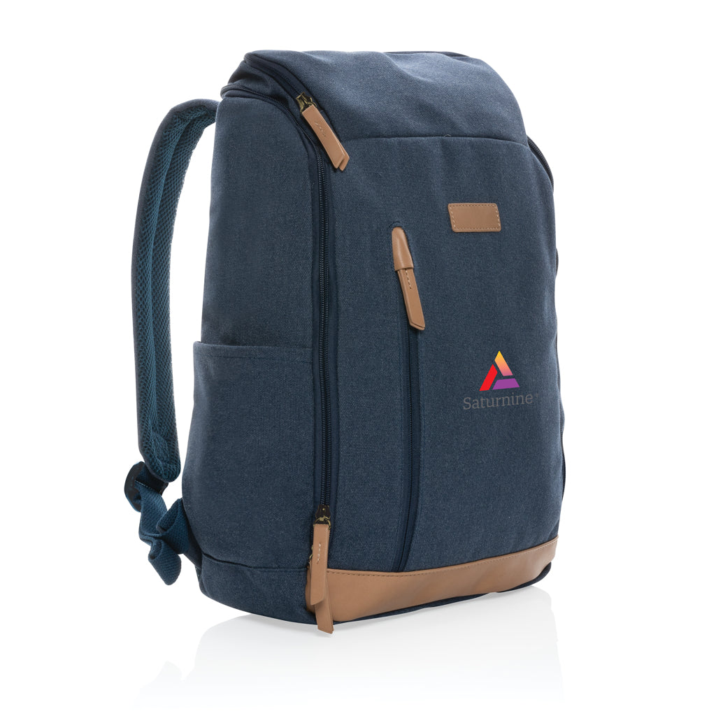 Impact AWARE™ 16 oz. recycled canvas 15' laptop backpack - Blue