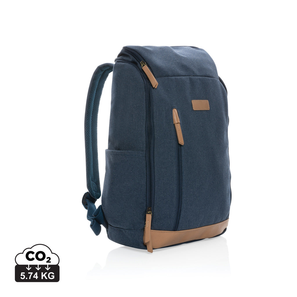 Impact AWARE™ 16 oz. recycled canvas 15' laptop backpack - Blue