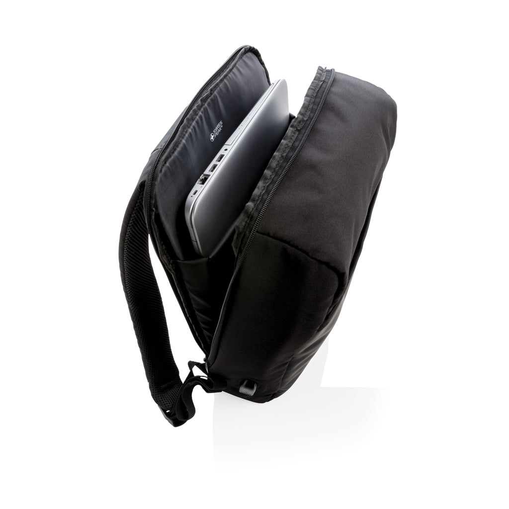 Swiss Peak 15' anti-theft RFID & USB backpack PVC free - Black