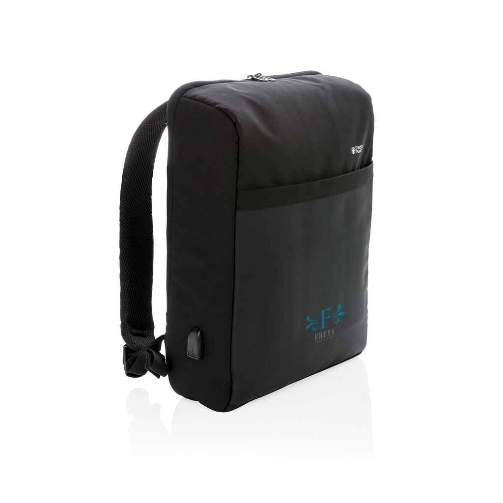 Swiss Peak 15' anti-theft RFID & USB backpack PVC free - Black