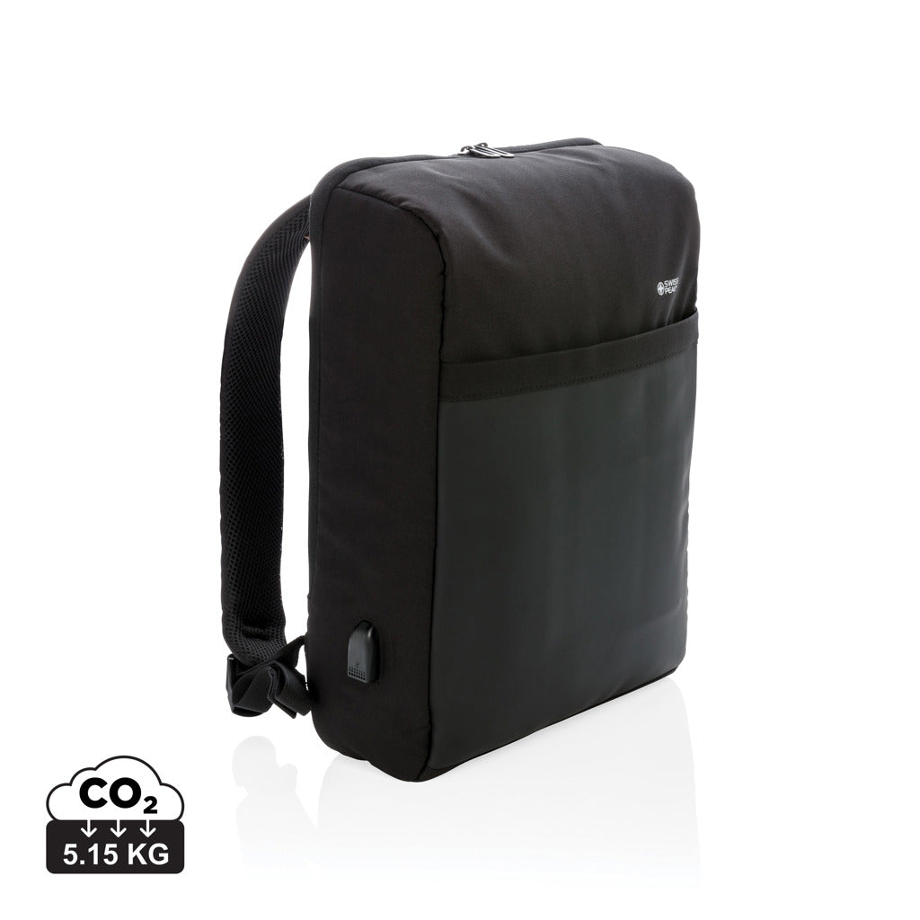Swiss Peak 15' anti-theft RFID & USB backpack PVC free - Black