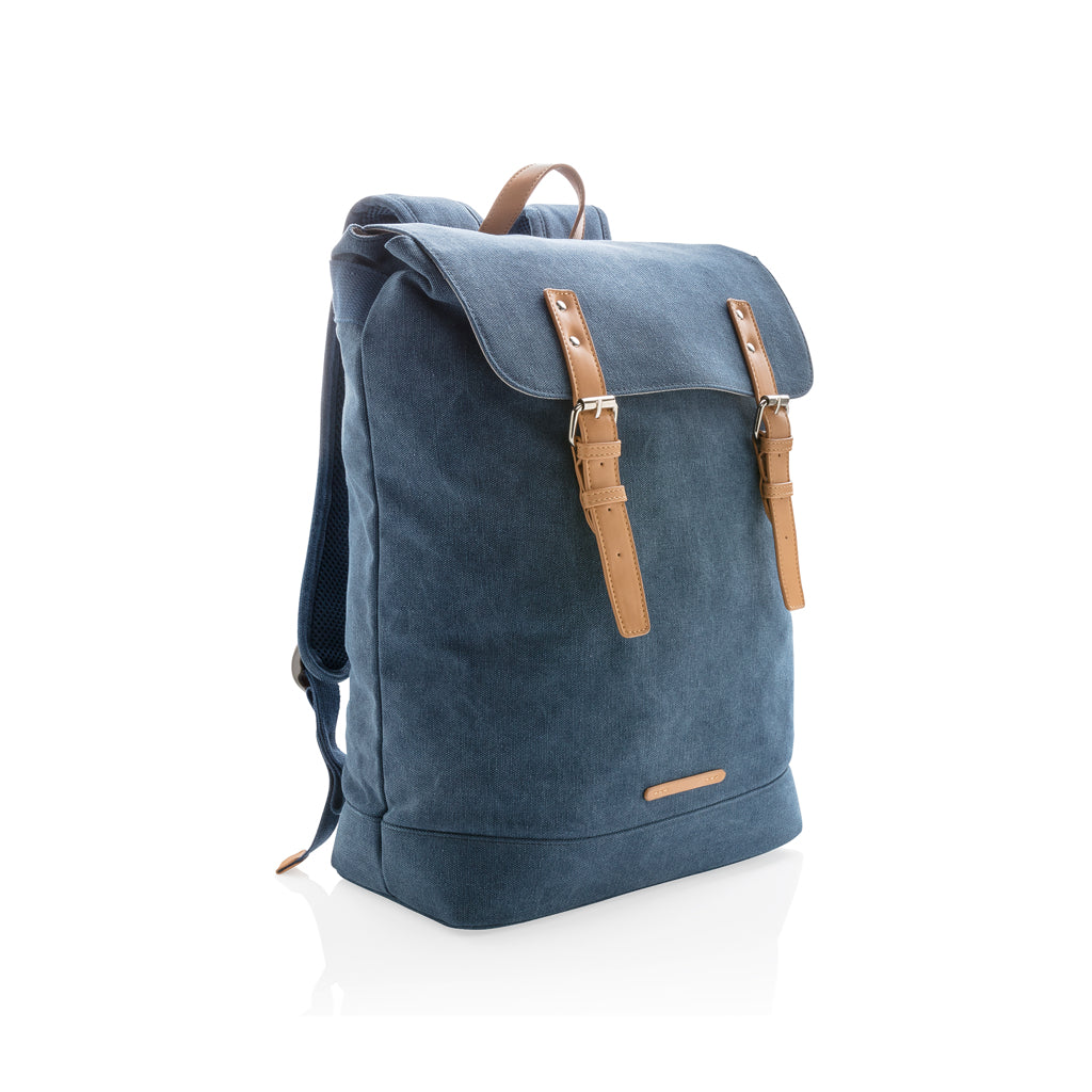 Canvas laptop backpack PVC free - Blue