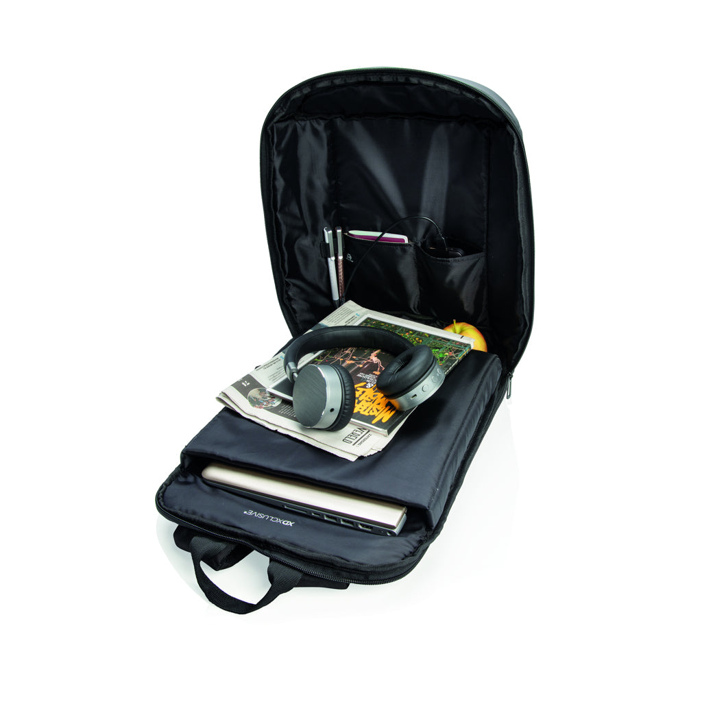 Madrid anti-theft RFID USB laptop backpack PVC free - Black