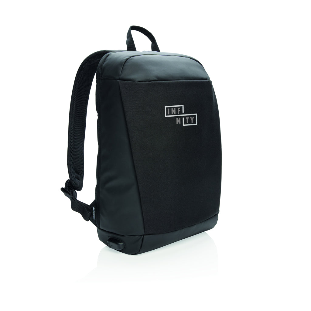 Madrid anti-theft RFID USB laptop backpack PVC free - Black