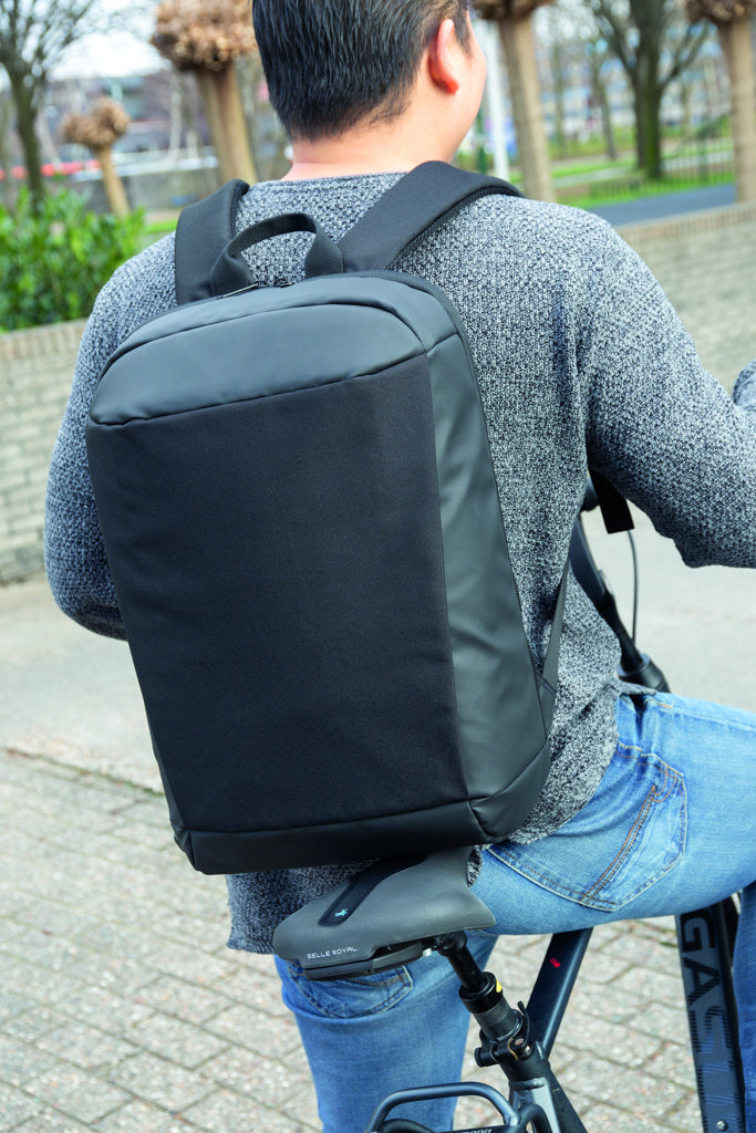 Madrid anti-theft RFID USB laptop backpack PVC free - Black