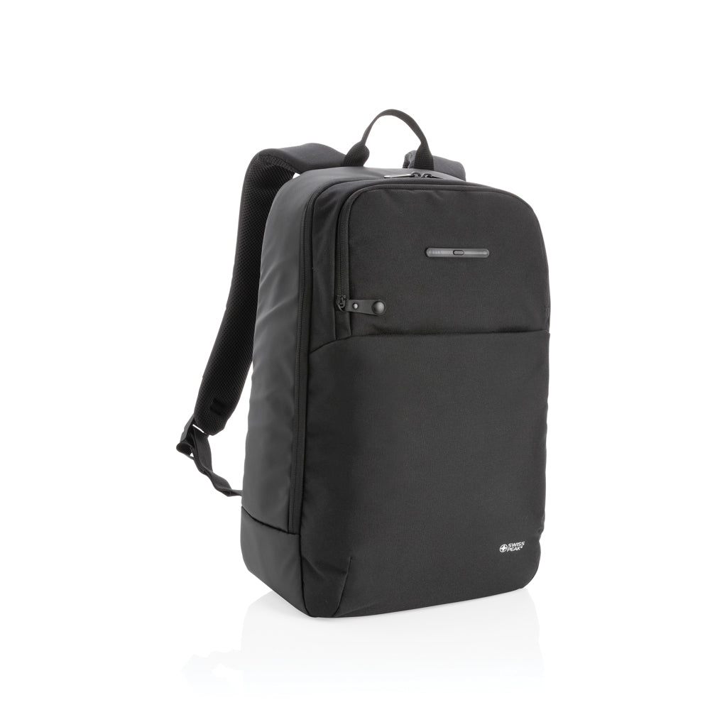 Swiss Peak laptop backpack with UV-C steriliser pocket - Black