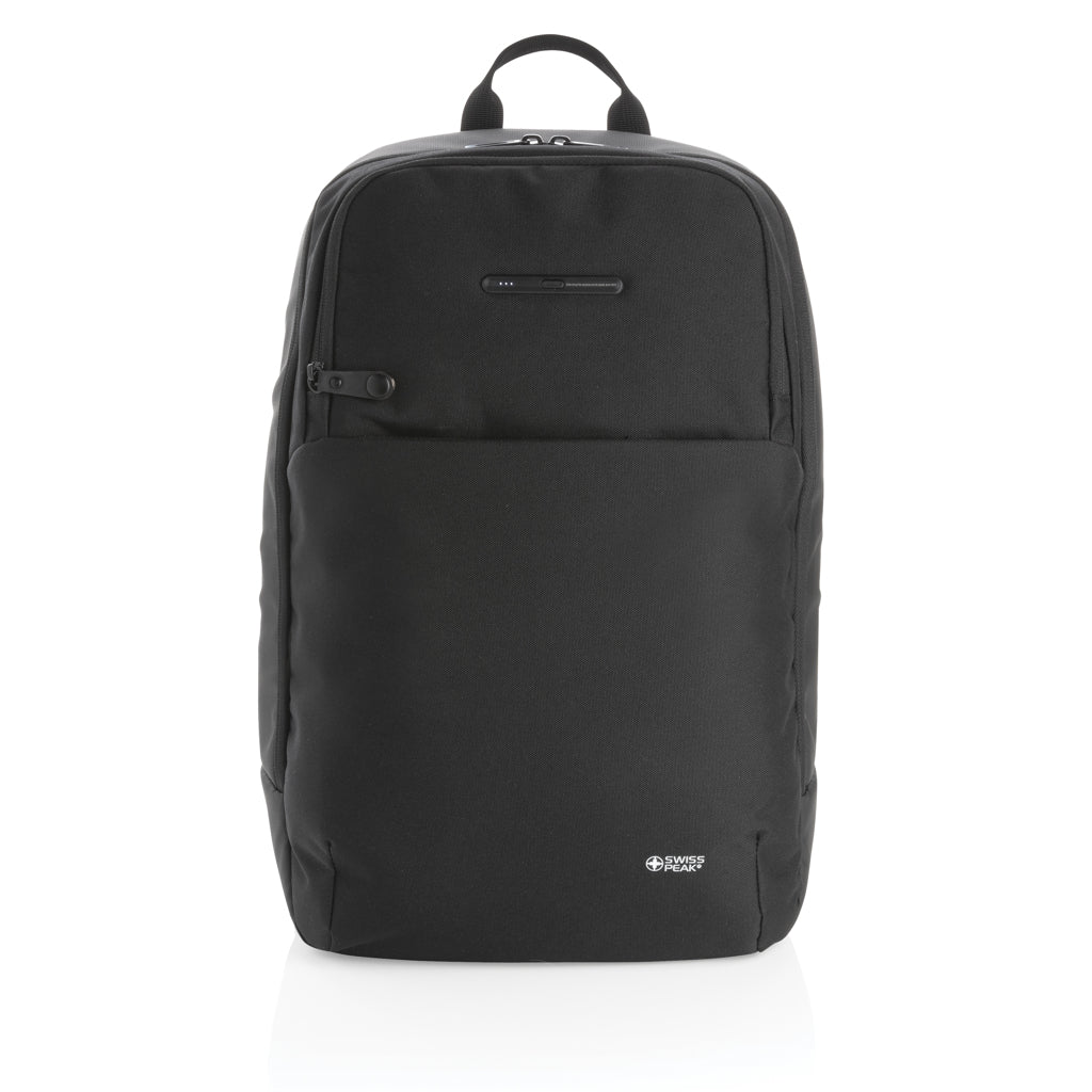 Swiss Peak laptop backpack with UV-C steriliser pocket - Black