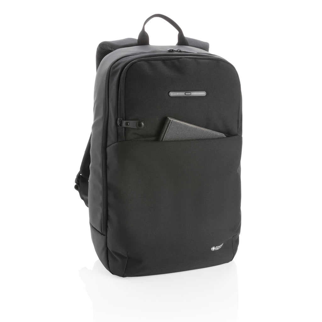 Swiss Peak laptop backpack with UV-C steriliser pocket - Black