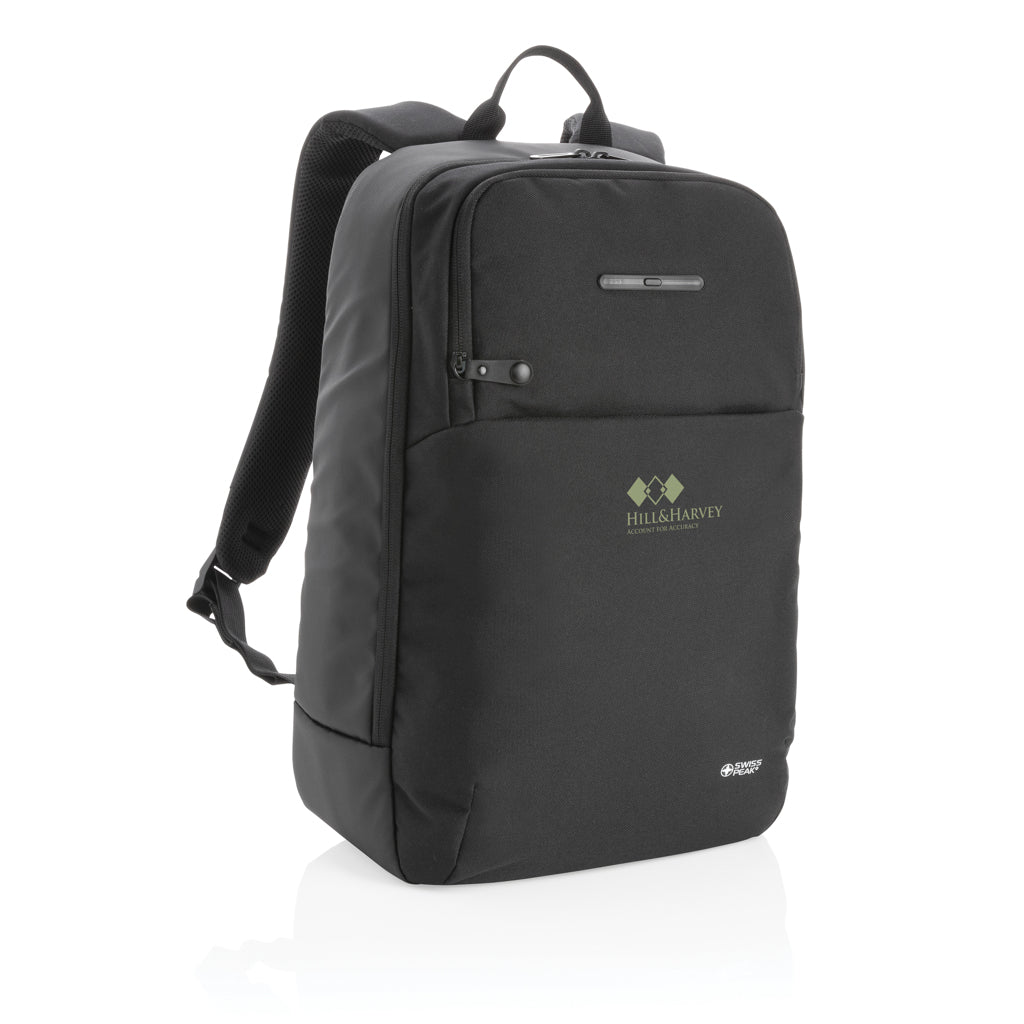 Swiss Peak laptop backpack with UV-C steriliser pocket - Black