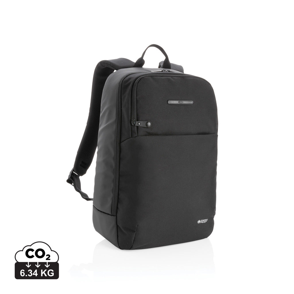Swiss Peak laptop backpack with UV-C steriliser pocket - Black
