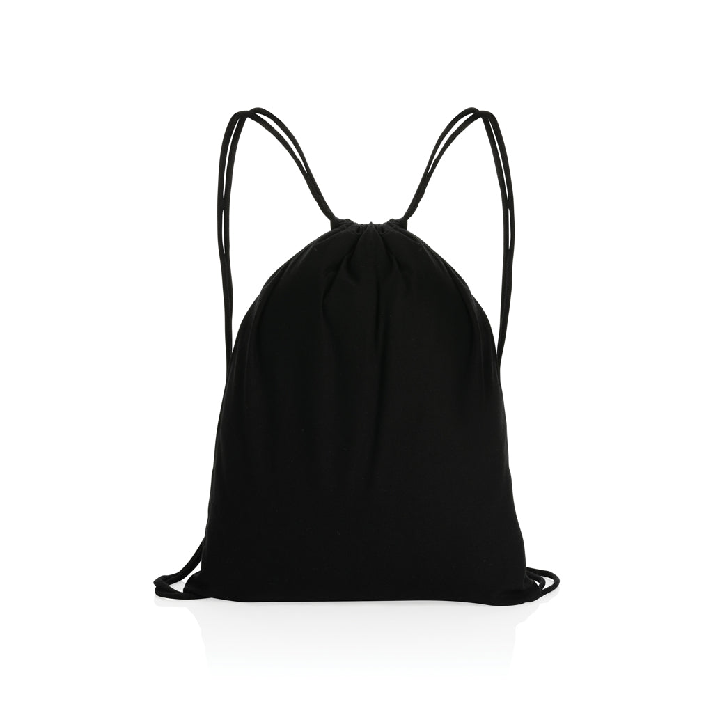 Impact AWARE™ recycled cotton drawstring backpack 145g - Black