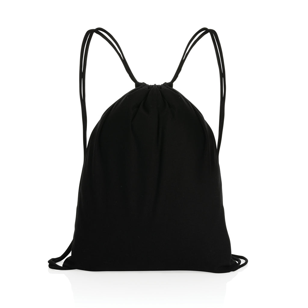 Impact AWARE™ recycled cotton drawstring backpack 145g - Black