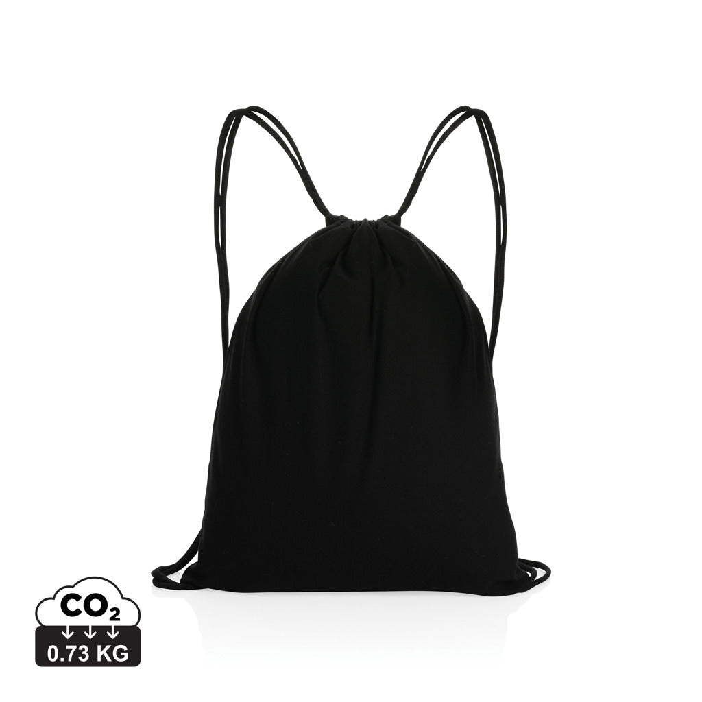 Impact AWARE™ recycled cotton drawstring backpack 145g - Black