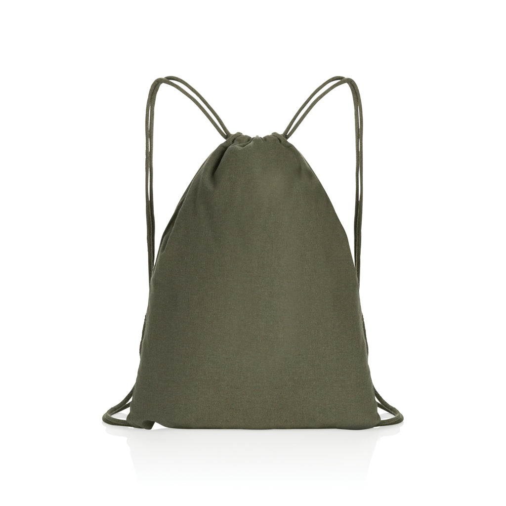 Impact AWARE™ recycled cotton drawstring backpack 145g - Green