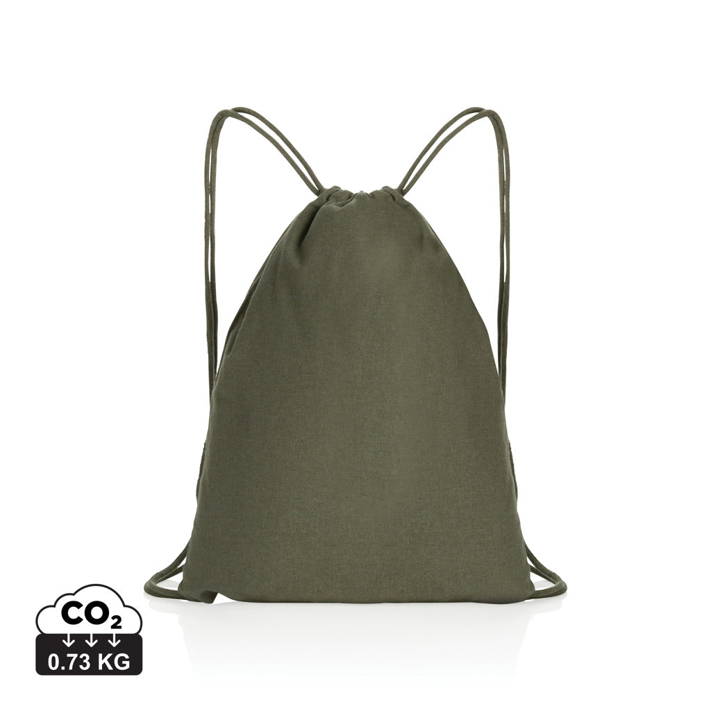 Impact AWARE™ recycled cotton drawstring backpack 145g - Green