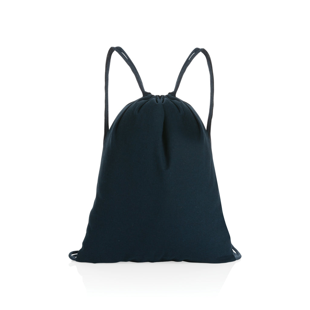Impact AWARE™ recycled cotton drawstring backpack 145g - Navy