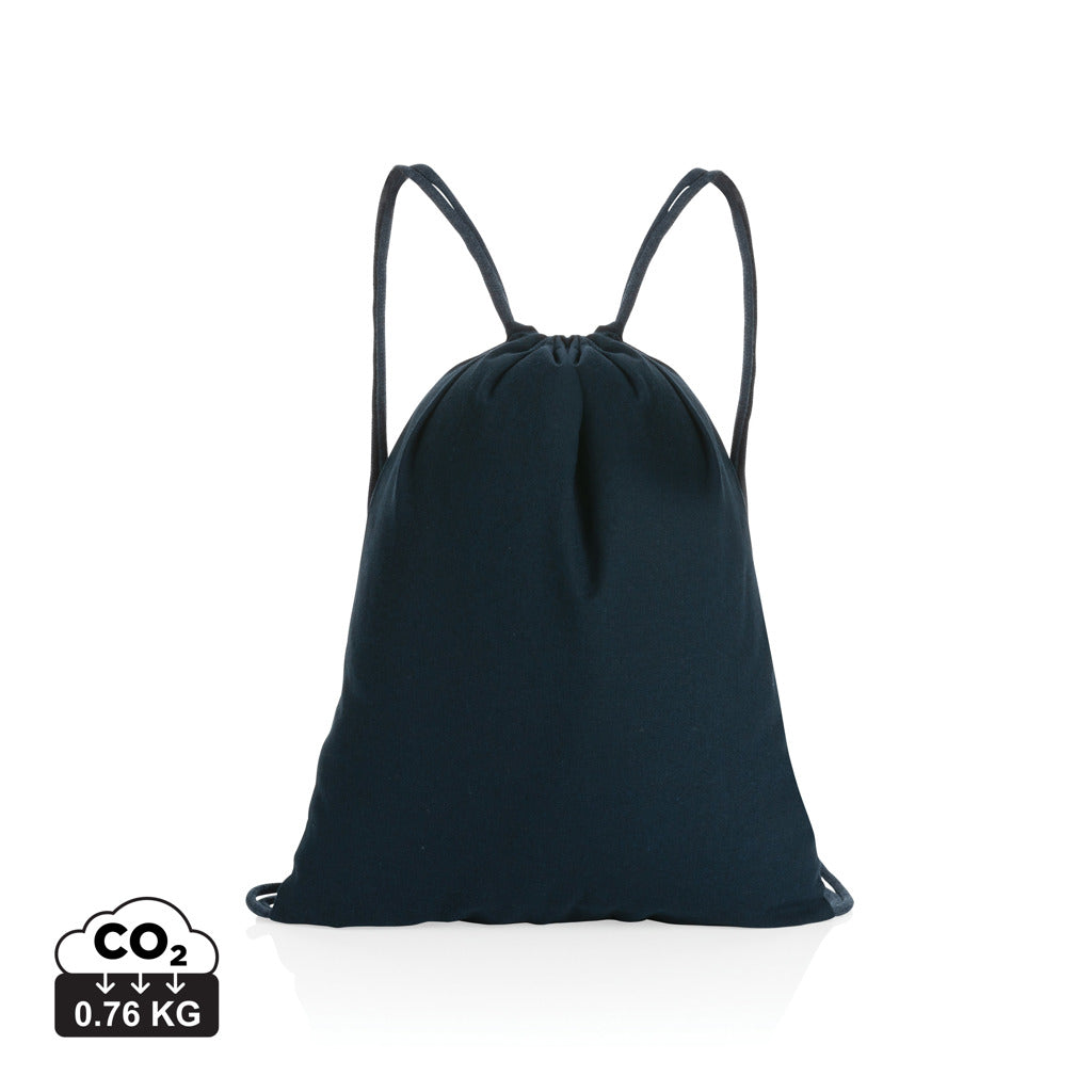 Impact AWARE™ recycled cotton drawstring backpack 145g - Navy