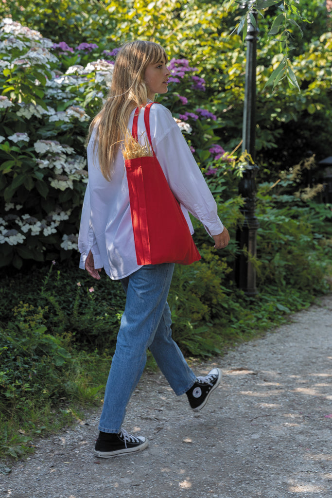 Impact AWARE™ Recycled cotton tote w/bottom 145g - Red