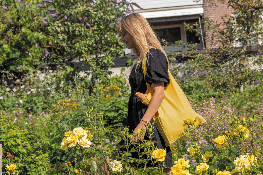 Impact AWARE™ Recycled cotton tote w/bottom 145g - Yellow