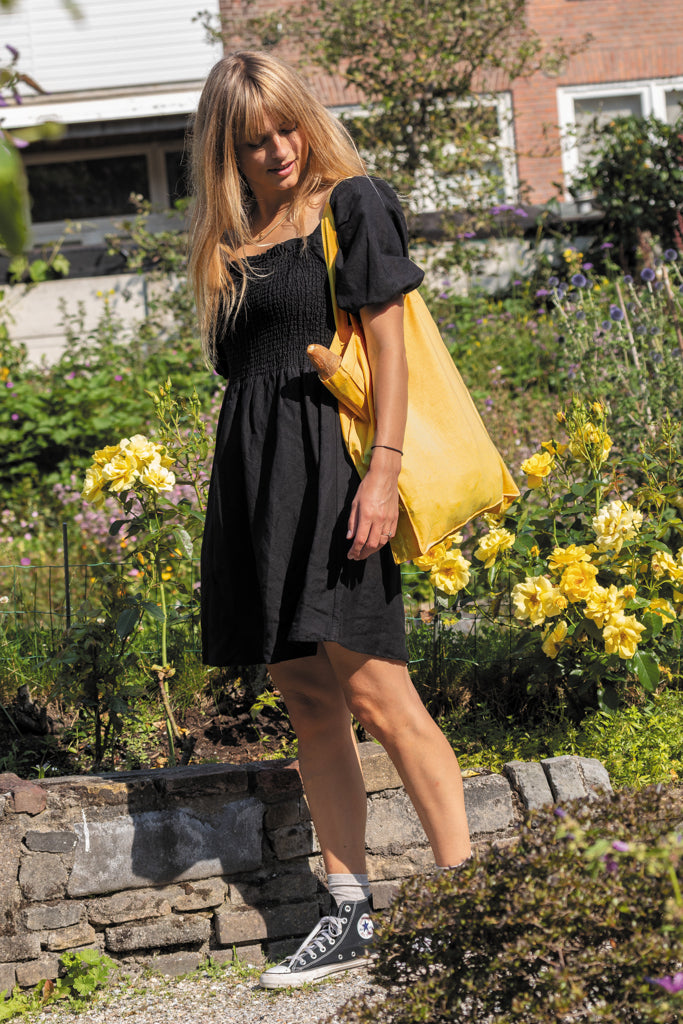 Impact AWARE™ Recycled cotton tote w/bottom 145g - Yellow