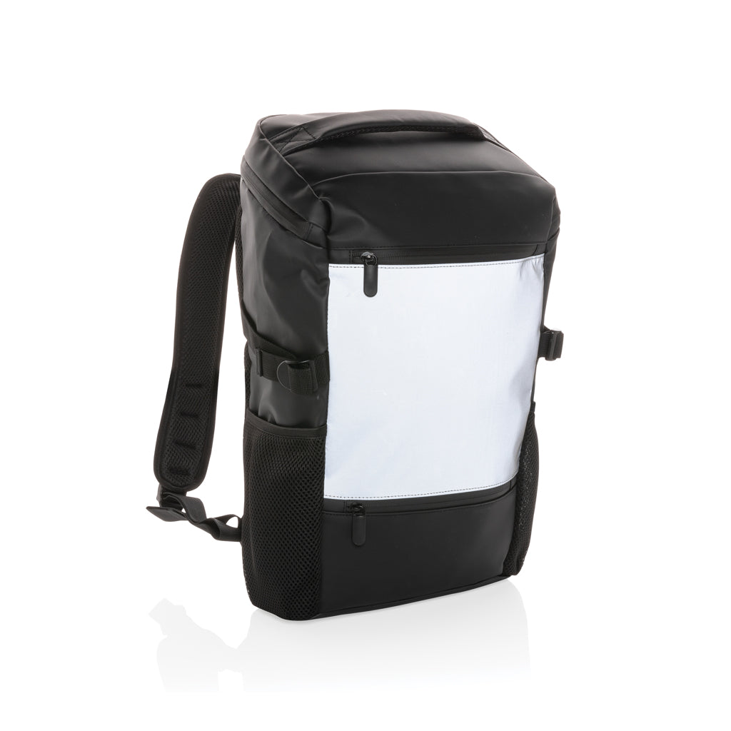 PU high visibility easy access 15.6' laptop backpack - Black