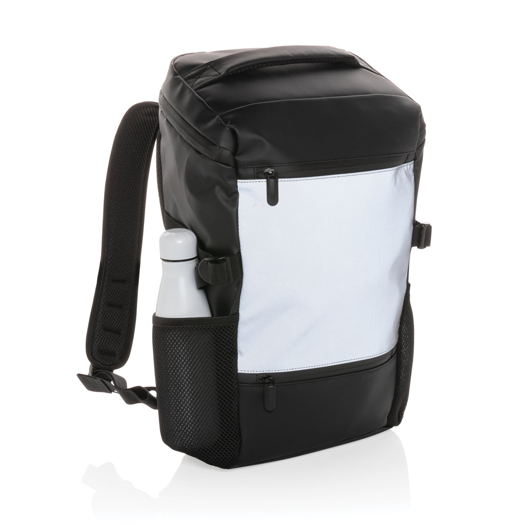 PU high visibility easy access 15.6' laptop backpack - Black