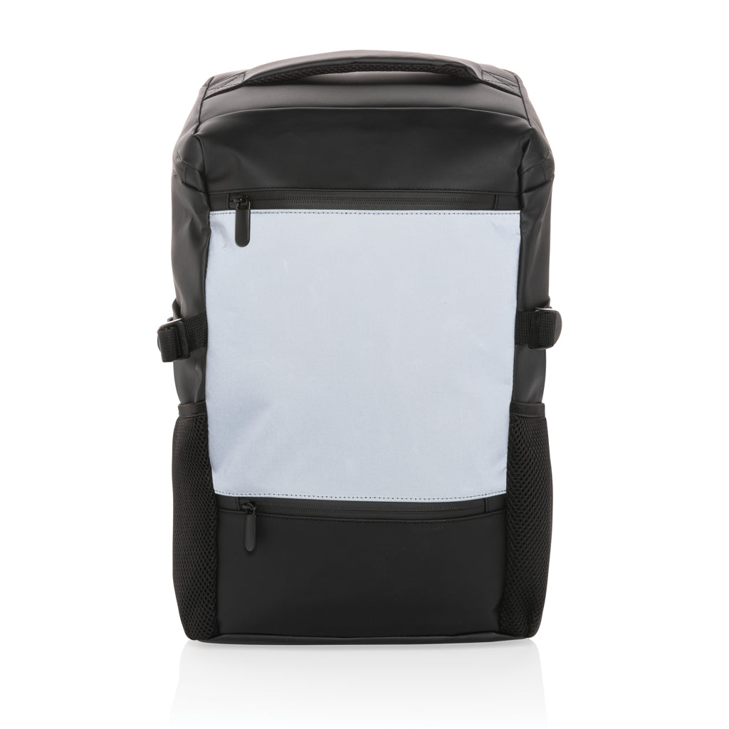 PU high visibility easy access 15.6' laptop backpack - Black