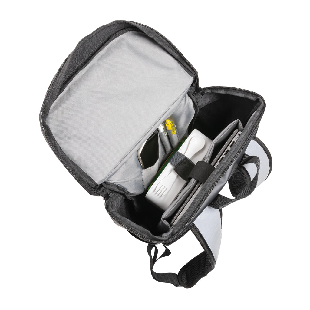 PU high visibility easy access 15.6' laptop backpack - Black