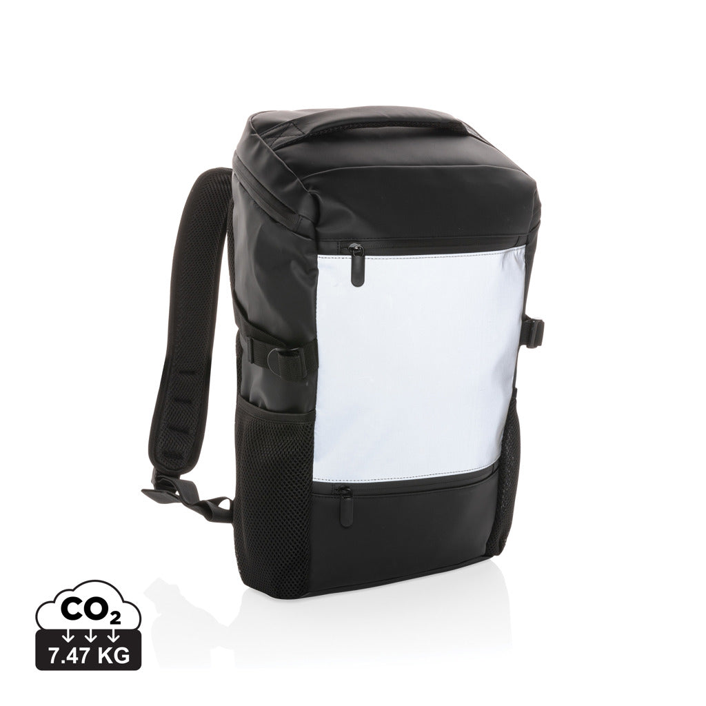 PU high visibility easy access 15.6' laptop backpack - Black