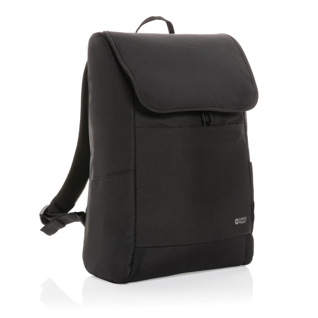 Swiss Peak Fern AWARE™ RPET all over zipper 15.6' backpack - Black
