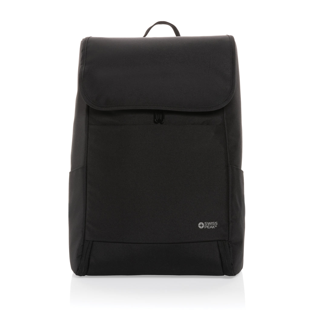 Swiss Peak Fern AWARE™ RPET all over zipper 15.6' backpack - Black