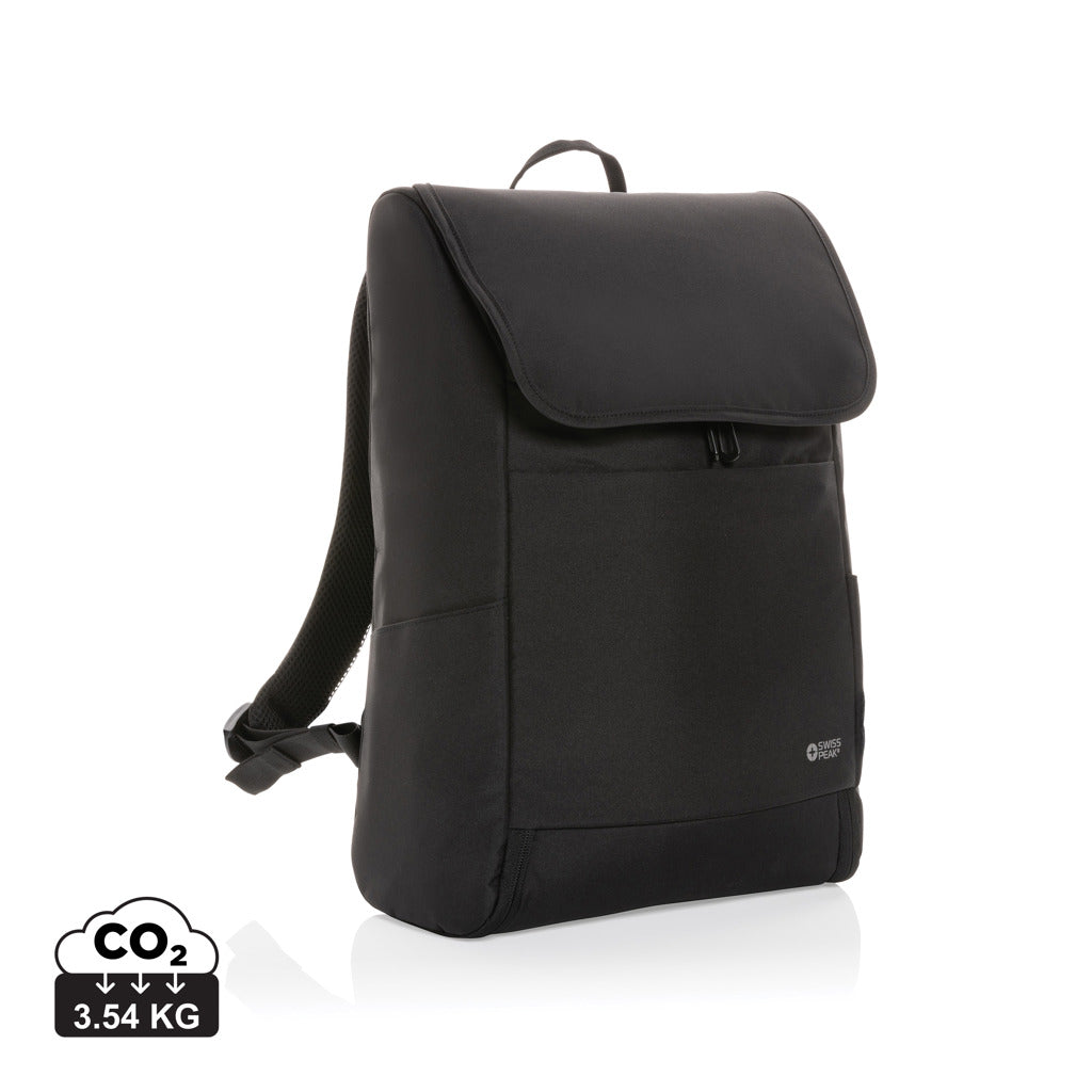 Swiss Peak Fern AWARE™ RPET all over zipper 15.6' backpack - Black