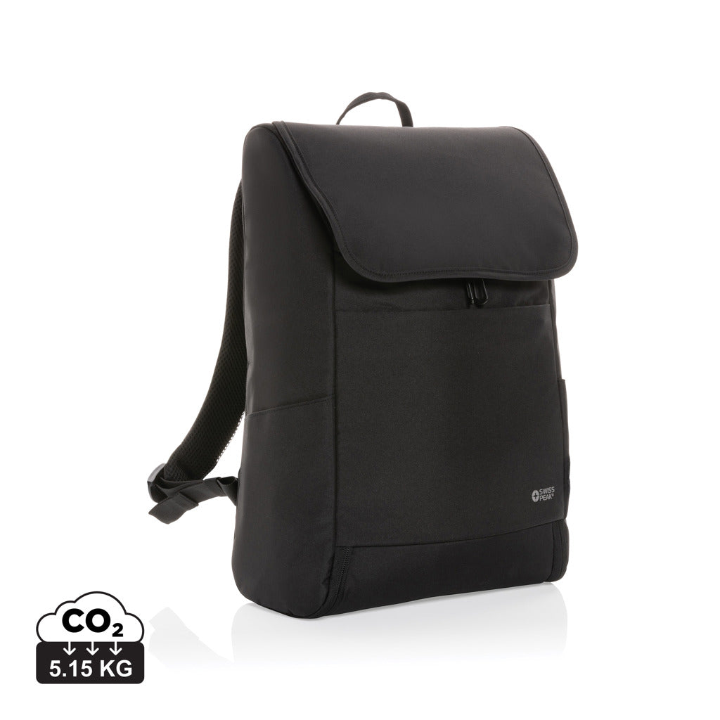 Swiss Peak Fern AWARE™ RPET all over zipper 15.6' backpack - Black