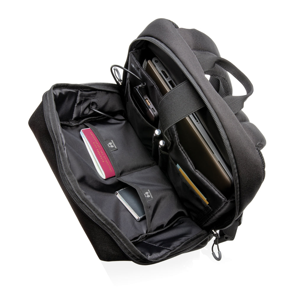Swiss Peak AWARE™ RFID and USB A laptop backpack - Black