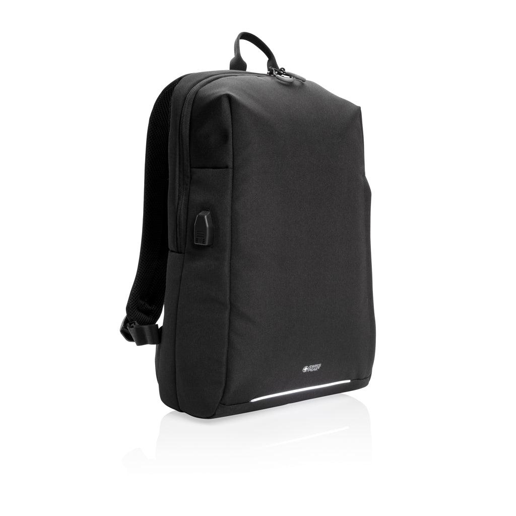 Swiss Peak AWARE™ RFID and USB A laptop backpack - Black