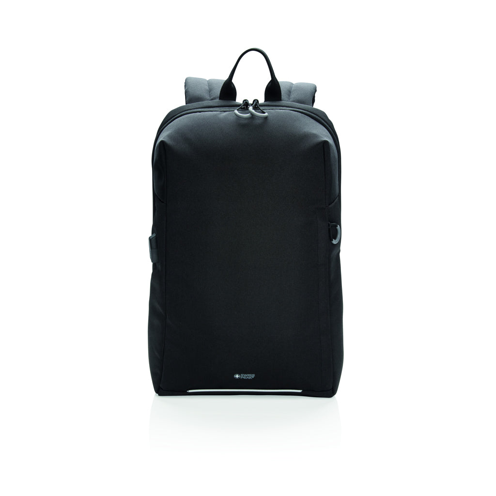 Swiss Peak AWARE™ RFID and USB A laptop backpack - Black