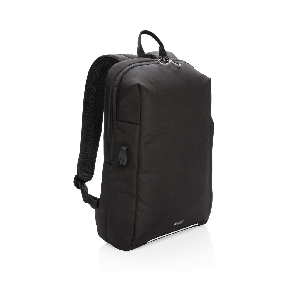 Swiss Peak AWARE™ RFID and USB A laptop backpack - Black