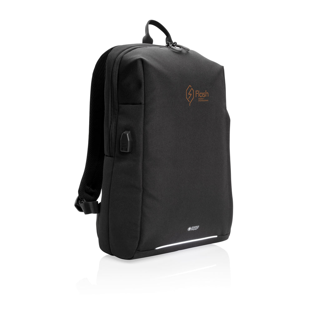 Swiss Peak AWARE™ RFID and USB A laptop backpack - Black