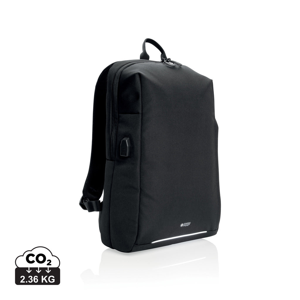 Swiss Peak AWARE™ RFID and USB A laptop backpack - Black