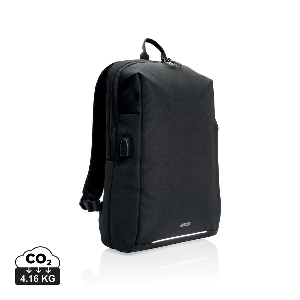 Swiss Peak AWARE™ RFID and USB A laptop backpack - Black